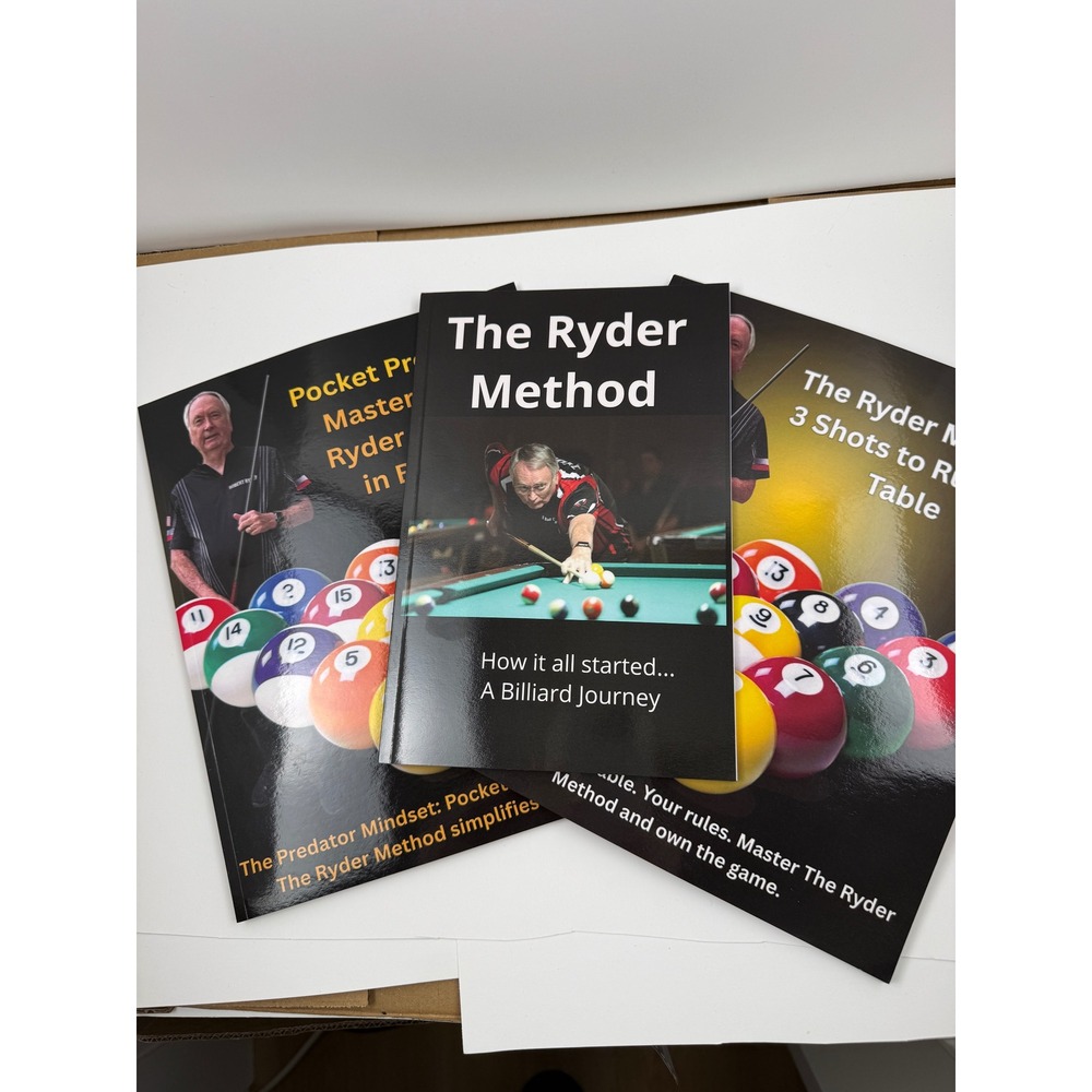The Ryder Method Billiard Books 3 Book Set Pocket Predators Aim Win Pool Guides